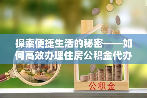 口湖探索便捷生活的秘密——如何高效办理住房公积金代办提取
