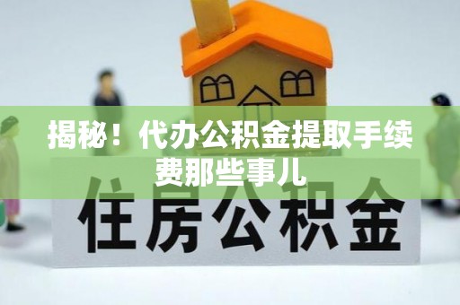 口湖揭秘！代办公积金提取手续费那些事儿