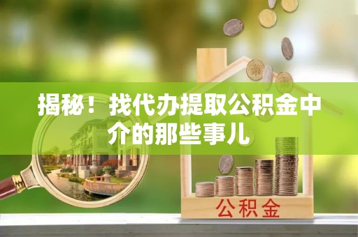 口湖揭秘！找代办提取公积金中介的那些事儿
